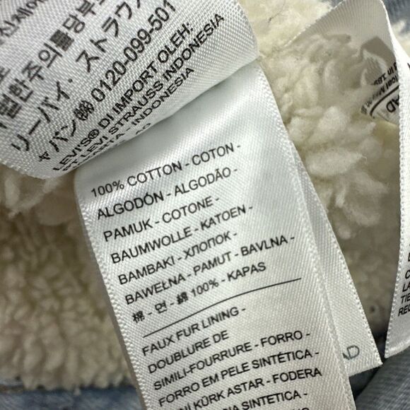 Vintage Levi's Sherpa Denim Jacket Trucker Size Large Red Tab - Picture 9 of 11